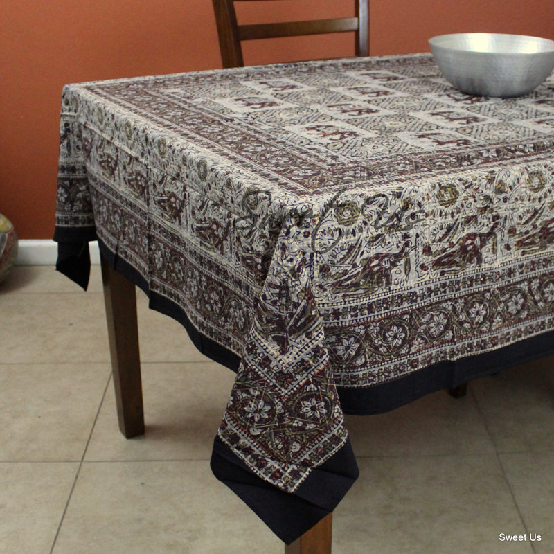 Nappe 100% coton Floral, L 106 po x l 70 po, Grey