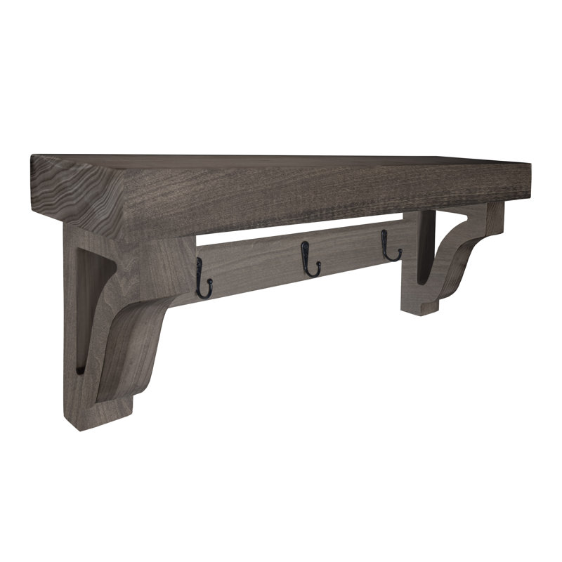 Rayne Medium Wall Mounted Coat Rack with Shelf 2 Hook, 18/6/6, Carbon Gray