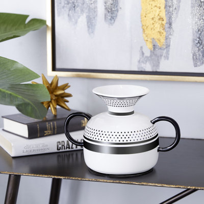 Ensemble de 2 vases de table en céramique 2 po noir / blanc