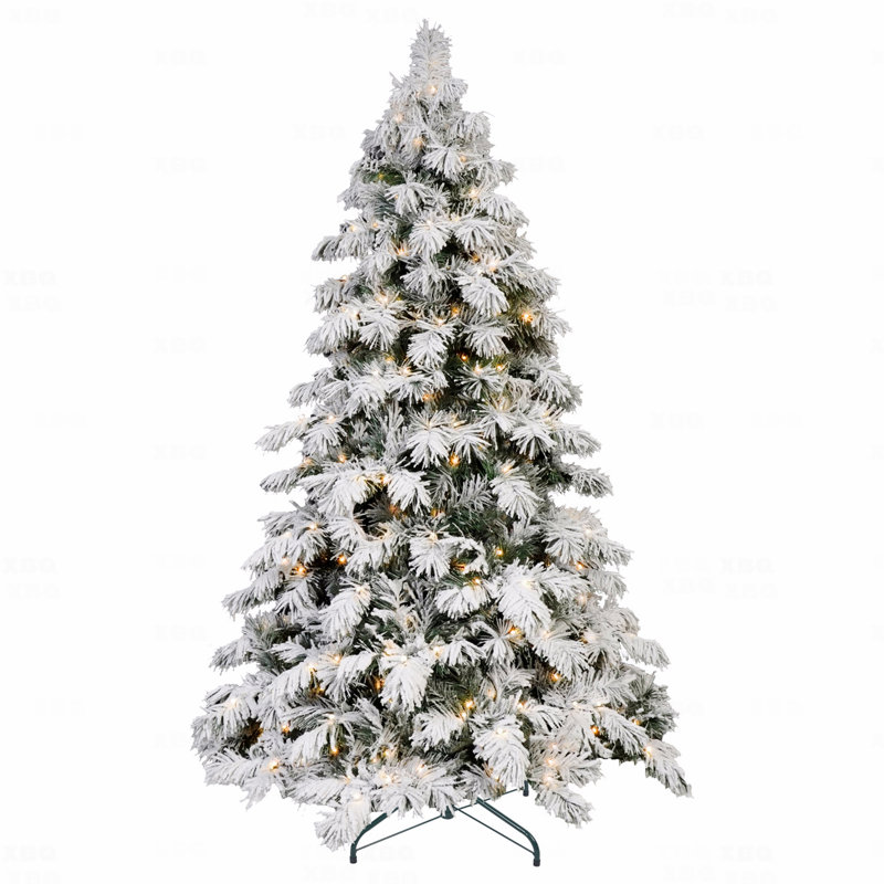 Arbre de Noël en forme d'épouvantail enneigé 5 pi avec 200 lumières DEL blanc chaud, 375 pointes de mémoire en PVC, poteau électrique et structure à charnières