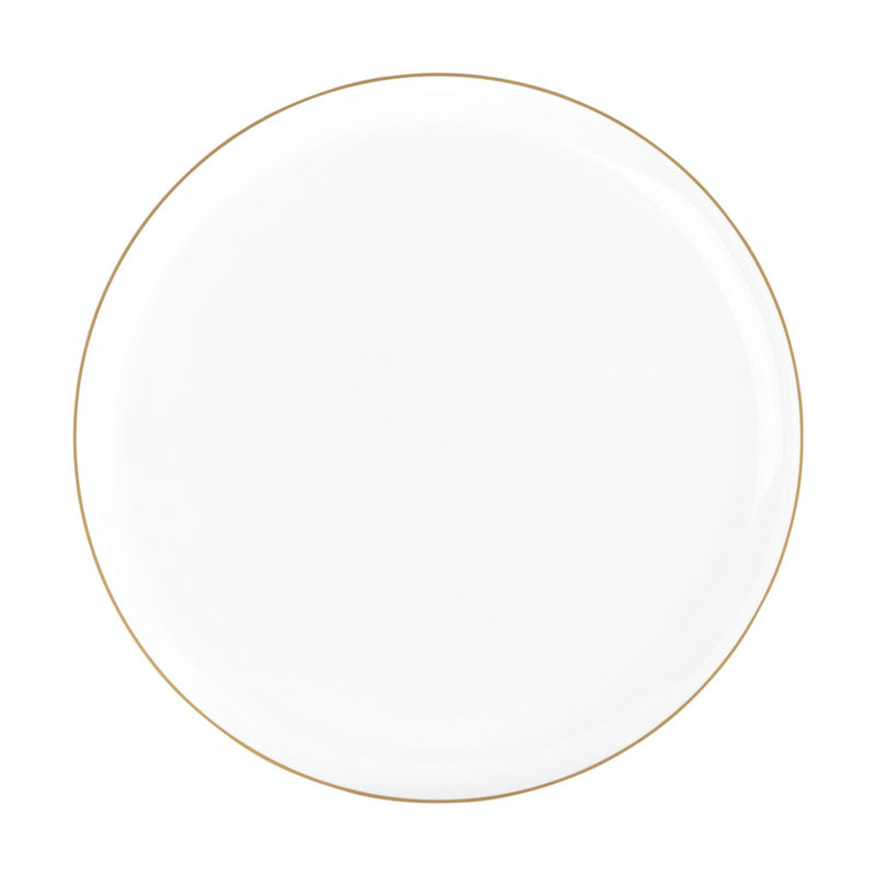 Assiettes en plastique blanches jetables rondes 10,6 pouces avec bordure dorée Ecoqualité 20 invités