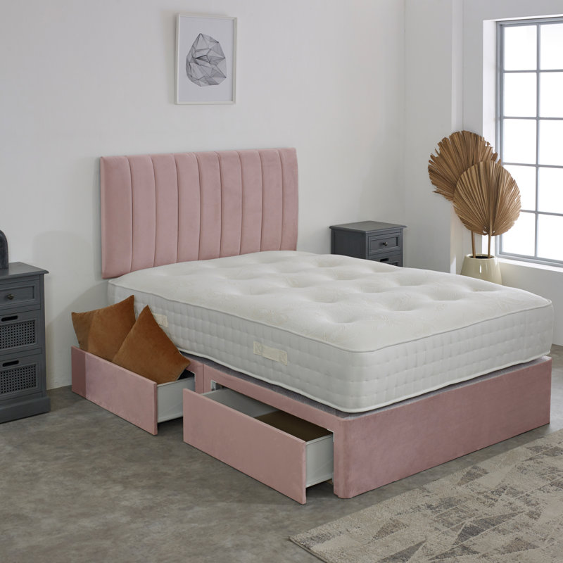 Pocketsprung Divan Bed Set, Small Double (4'), Pink