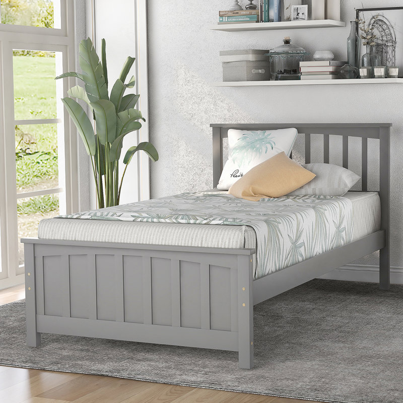 Lit plateforme Wood, Gris
