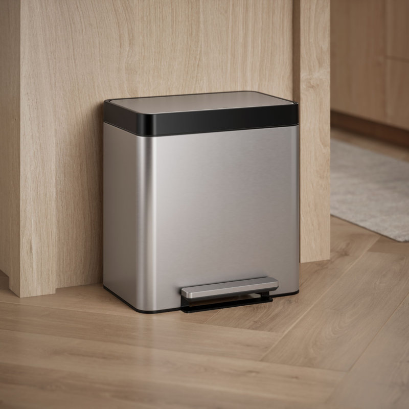 Poubelle compacte en acier inoxydable 8 gallons, Acier inoxydable