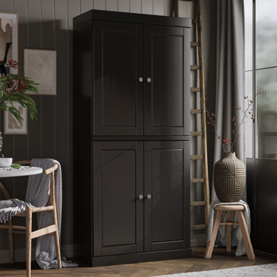Bryani Palace Imports 100% Solid Wood Pantry Cabinet, Raised Panel Doors, 2 Drawers, Adjustable Shelves, 32" Wide, 71.5" Tall by Hokku Designs