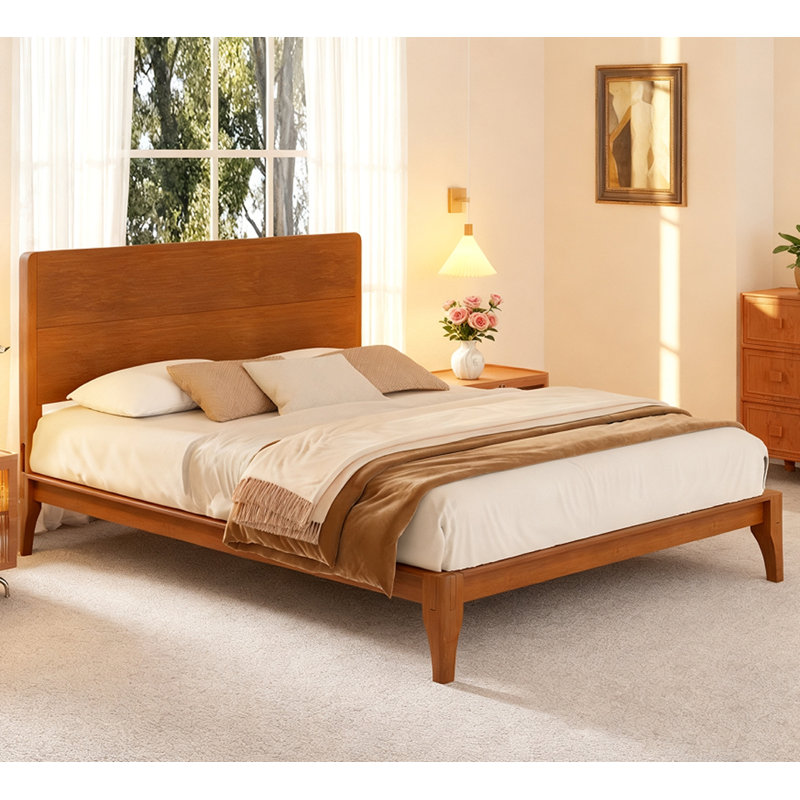 Solid Wood Standard Bed, Brown, Queen
