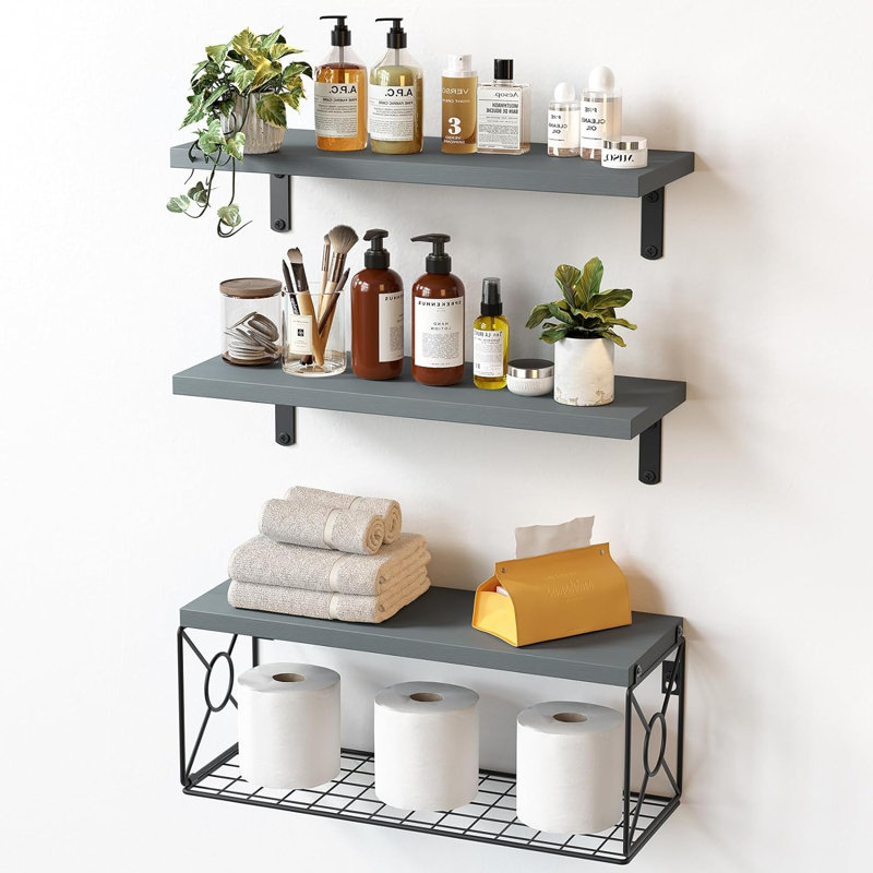 Placia Bathroom Shelves, Gray