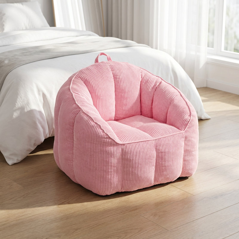 Large Corduroy Bean Bag Sofa Chair with Armrests and Included Filler