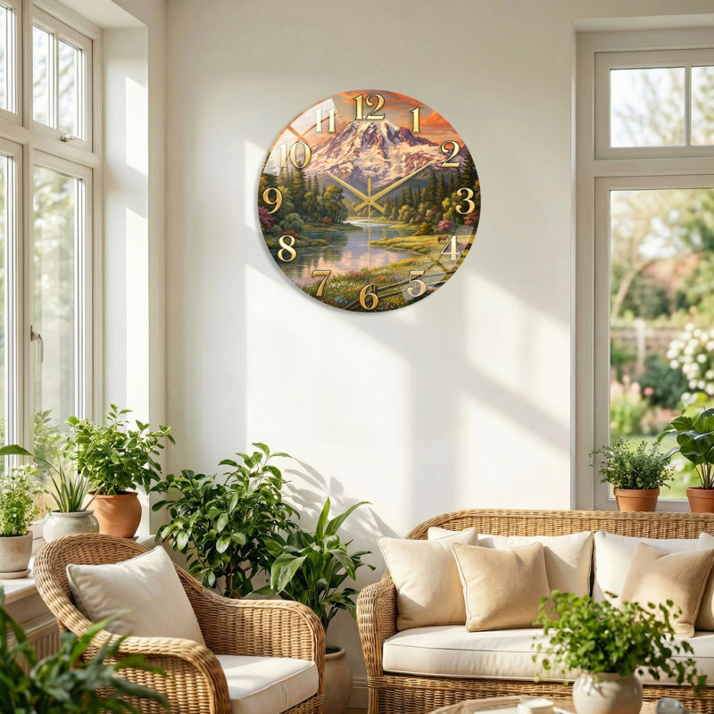 Horloge murale en verre, 60 x 60 cm (23,6 x 23,6 pouces)