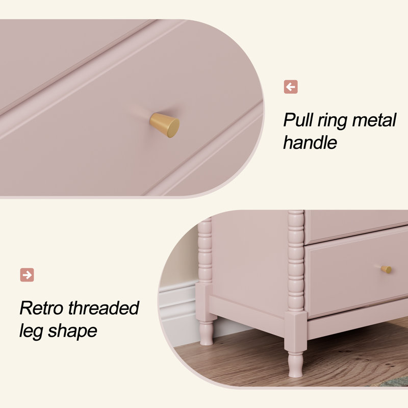 5 Commode colonne romaine H 42,52 "Drwaer, Rose