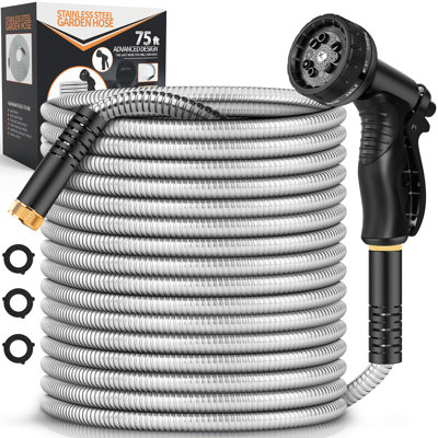Metal Garden Hose With 10 Function Nozzle