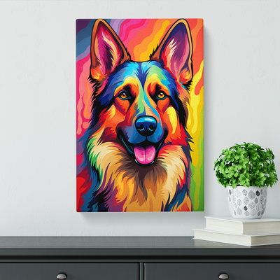 German Shepherd Colour Field Art - Wrapped Canvas