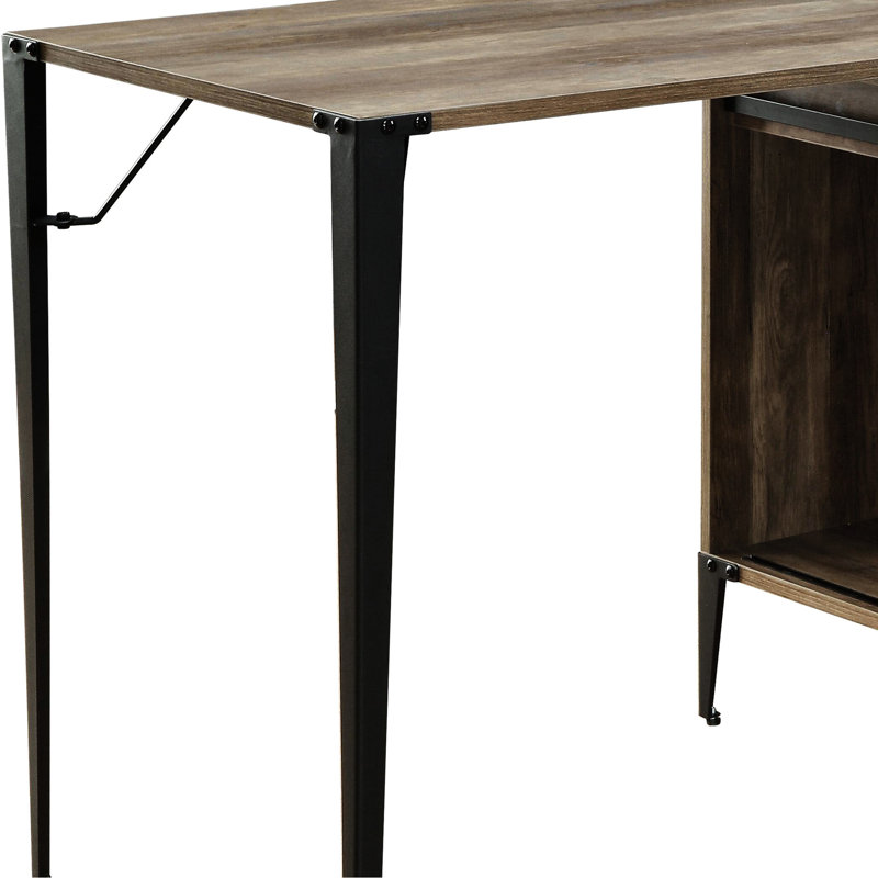 Bureau d'écriture en chêne rustique avec porte de grange coulissante, Rustique