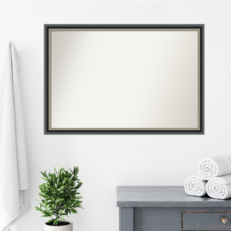 Miroir mural Theo, Noir, 27,25 po x 27,25 po, Carré