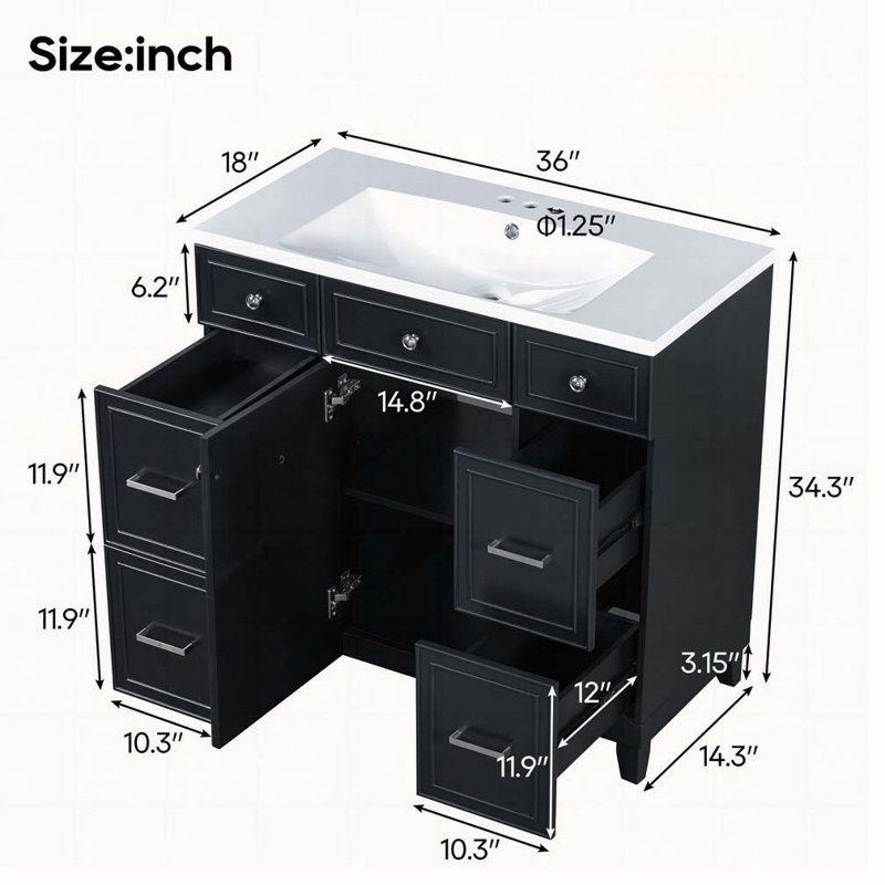 Meuble-lavabo 36 po avec lavabo en résine