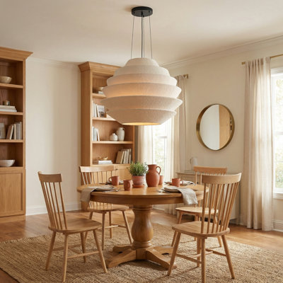 Kenilworth 9 Light Pendant - Matte Black - White Shade