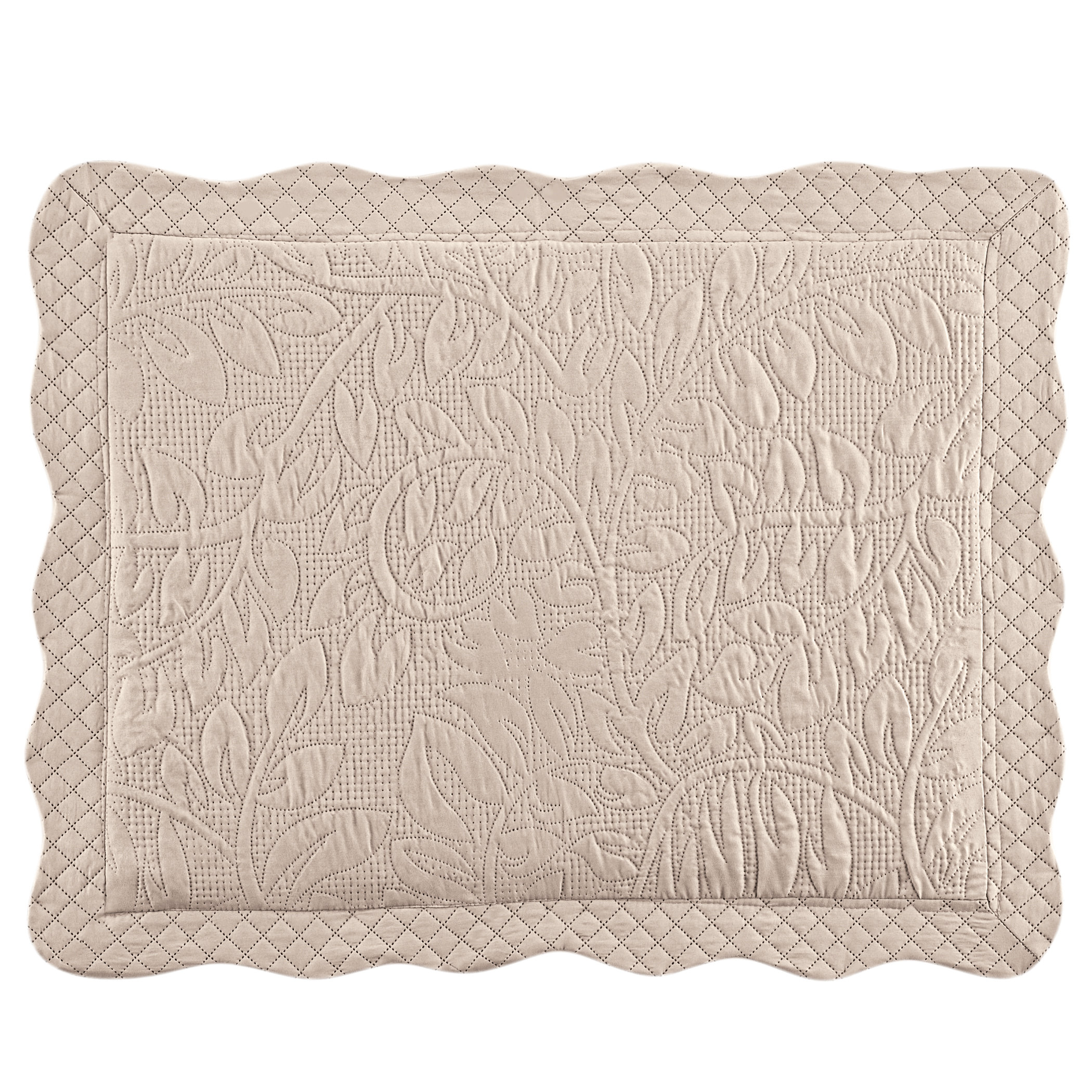 Winston Brands Textured Leaf Print Scalloped Edge Pillow Sham | Wayfair
