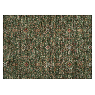 Machine Washable Indoor/Outdoor Chantille ACN1130 Emerald Rug