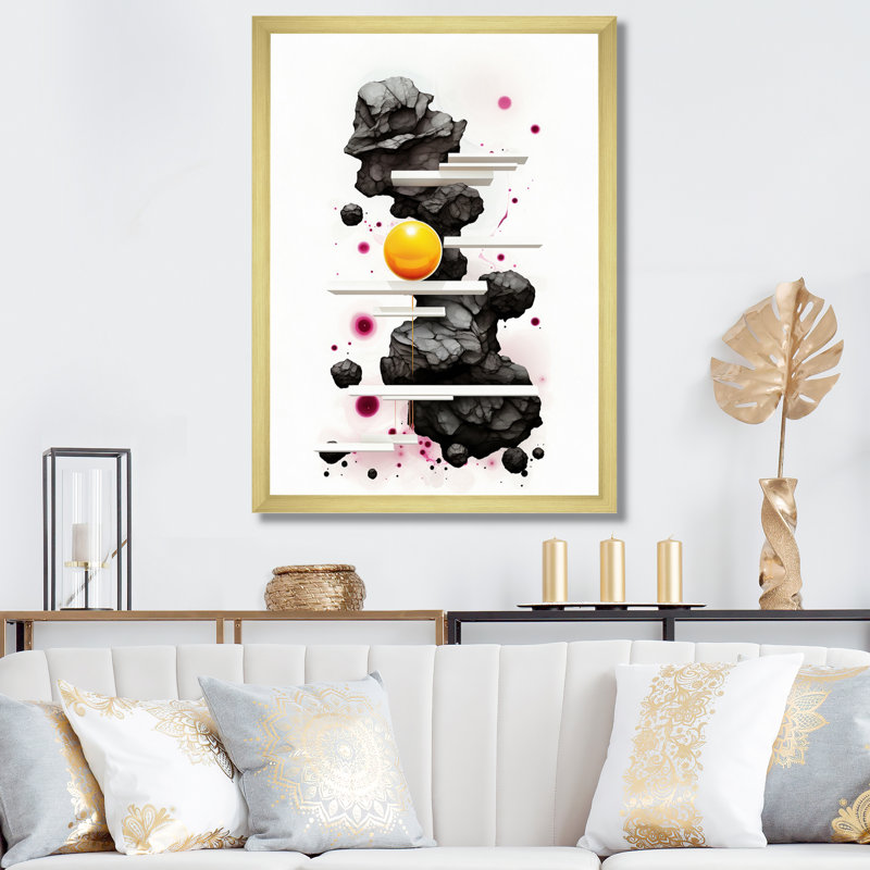 Reproduction sur toile d'une exquise fluidité noire et dorée, H 20 po x l 12 po x P 1 po, Cadre doré à une seule photo