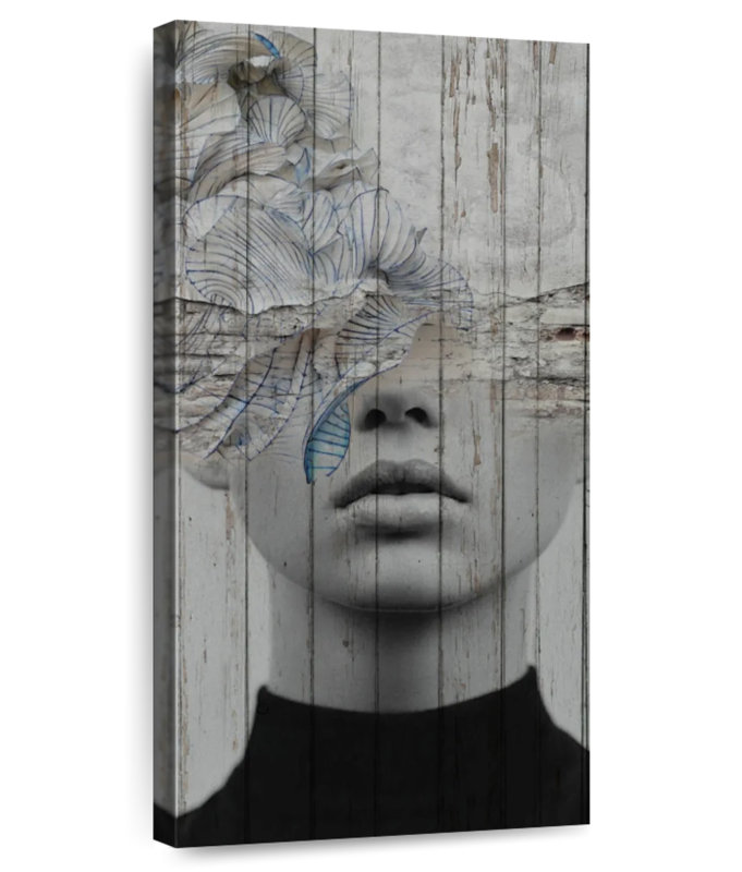 Portrait féminin de moulins à vent, H 30 po x l 15 po