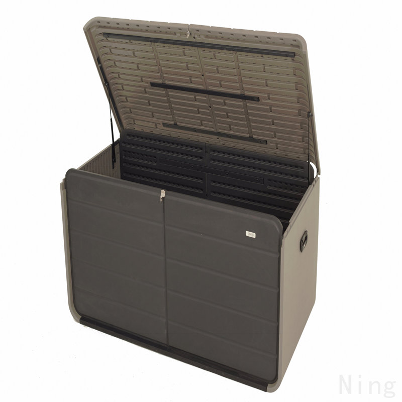Coffre de terrasse en plastique 200 gallons, grande boîte de rangement pour patio avec serrure, roues et couvercle imperméable pour coussins d'extérieur, fournitures de jardin et de piscine (gris)