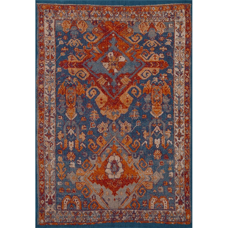 Luxe Weavers Incas Collection 186 Blue Moroccan Floral Area Rug, Rectangle 5'2.4" x 7'2"
