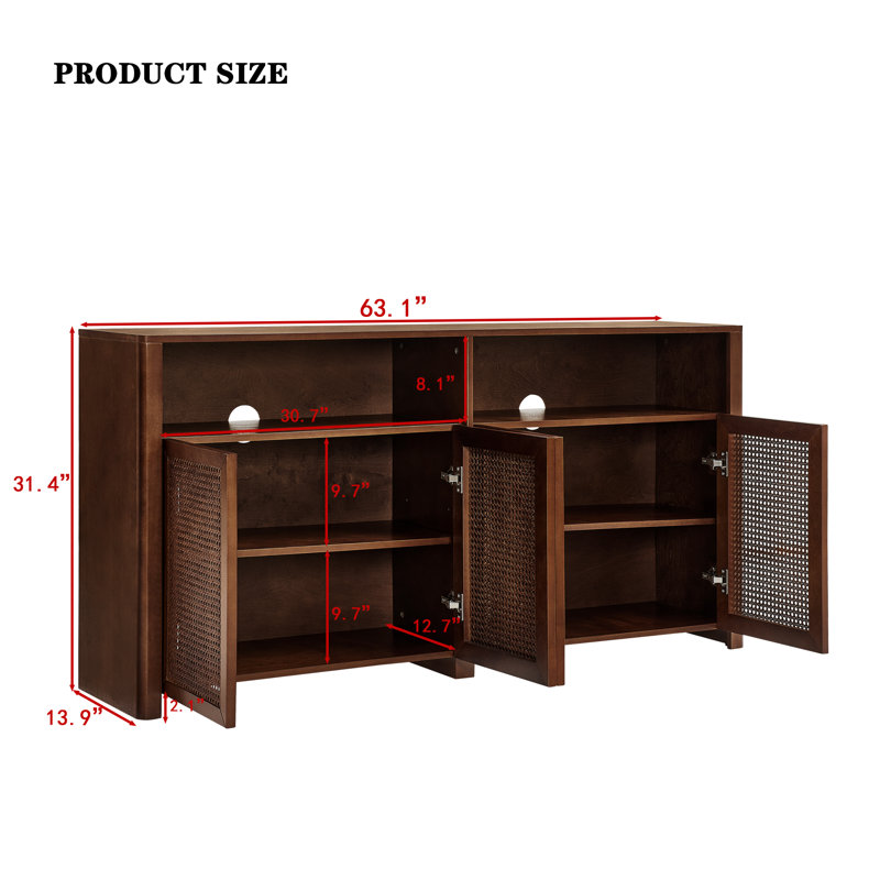 Armoire de rangement 63 po Mid-Century, Tanné
