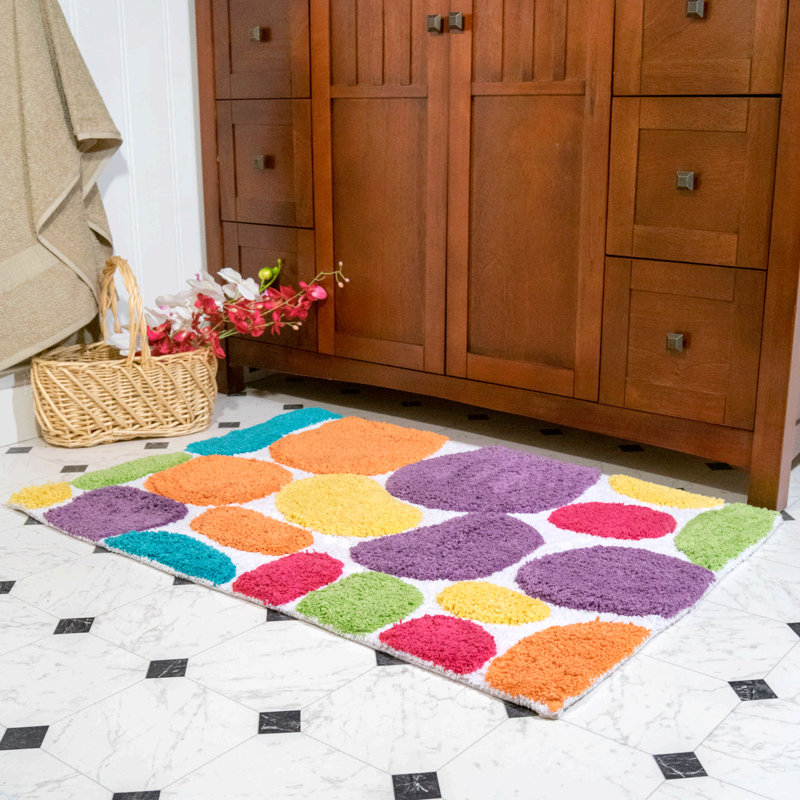 Gallager Cotton Blend Non-Slip Bath Rug, Rainbow Multi