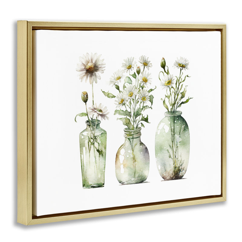 «Delicate Glass Vases», encadrée par Svetlana Aleynikova, H 17 po x l 21 po, Cadre flottant métallique doré