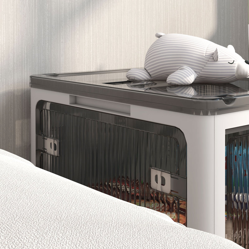 Stackable Storage Bins with Lids, Wheels, and Collapsible, White