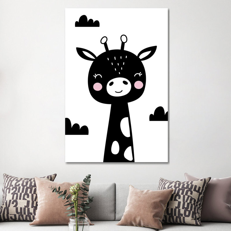 Giraffe Scandi Black - Wrapped Canvas Print, 152.5 cm H x 101.5 cm W
