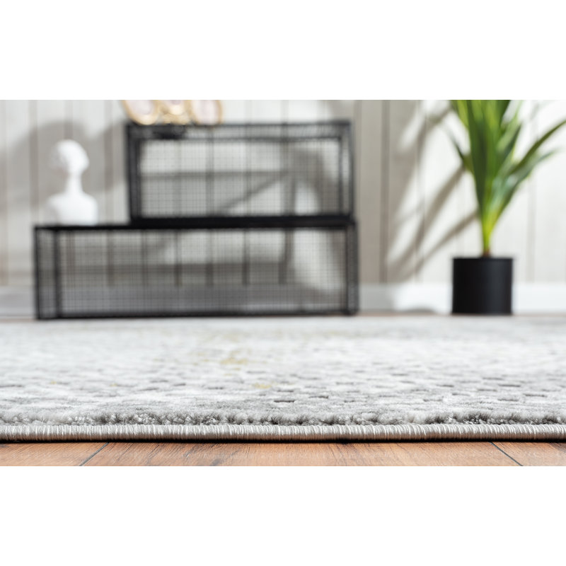 Middleburgh Geometric Gray Area Rug, Rectangle 5'3" x 7'6"