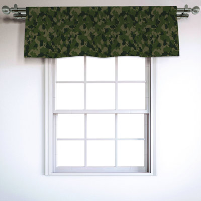 Sateen Camouflage Ruffled Window Valance