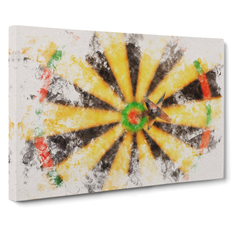 Bulls Eye Dartboard - Wrapped Canvas Painting, 40cm H x 60cm W x 3cm D