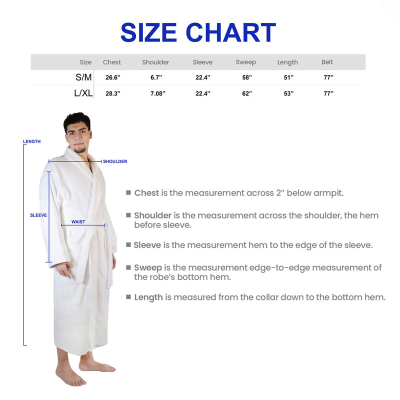 Peignoir mi-mollet 100% coton éponge avec poches, G / TG, Gris / argent masculin