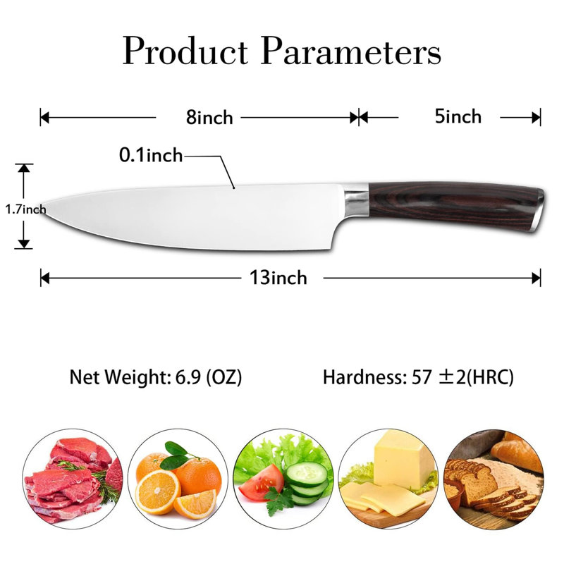 MODERN WALLS LLC Chef Knife - 8 Inch Home Essentials Sharp Kitchen Knife HC Steel Japanese Knife Paring Knife, Christmas Gifts For Women/Men, Birthday Gifts For Mom/Dad, Kitchen Gadgets With Premium Gift Box