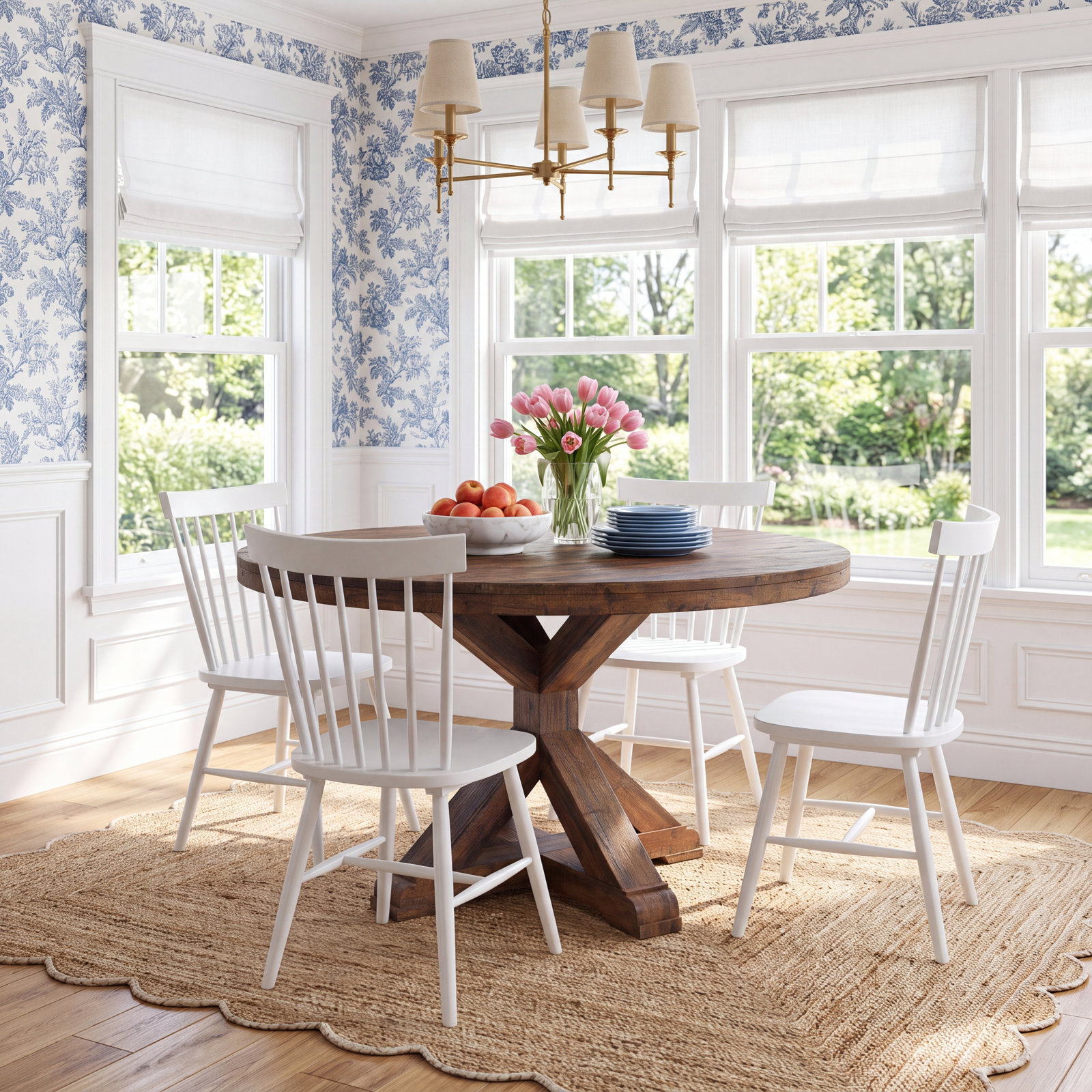 Bianca Round Solid Wood Dining Table, Weathered Natural