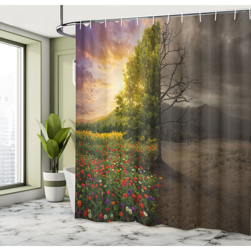 Shower Curtain with Hooks Included, 70"H x 69"W