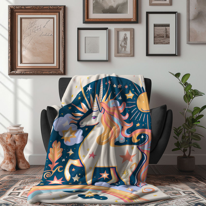 Magica Blush Unicorn - jeté Sherpa Bla 1 pièce de qualité supérieure, L 50 po x L 60 po