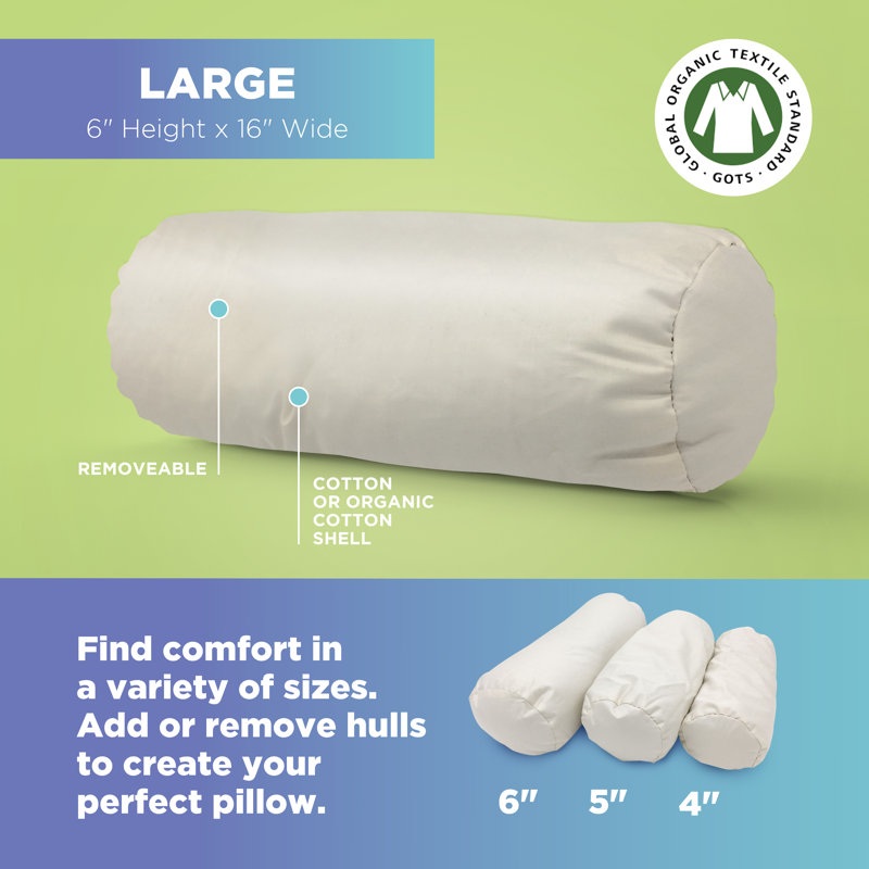 Coussin en coton biologique, 6 x 16 oreiller SEULEMENT, Bourre Kapok