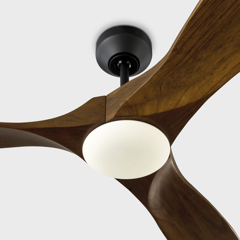 Visual Comfort Fan Maverick Smart 52 LED Indoor Ceiling Fan with Threaded Downrod, Dark Walnut blades and Handheld Remote