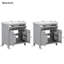 Meuble-lavabo de 60 po gris avec lavabos doubles, support de rangement et tablette ajustable-766944223