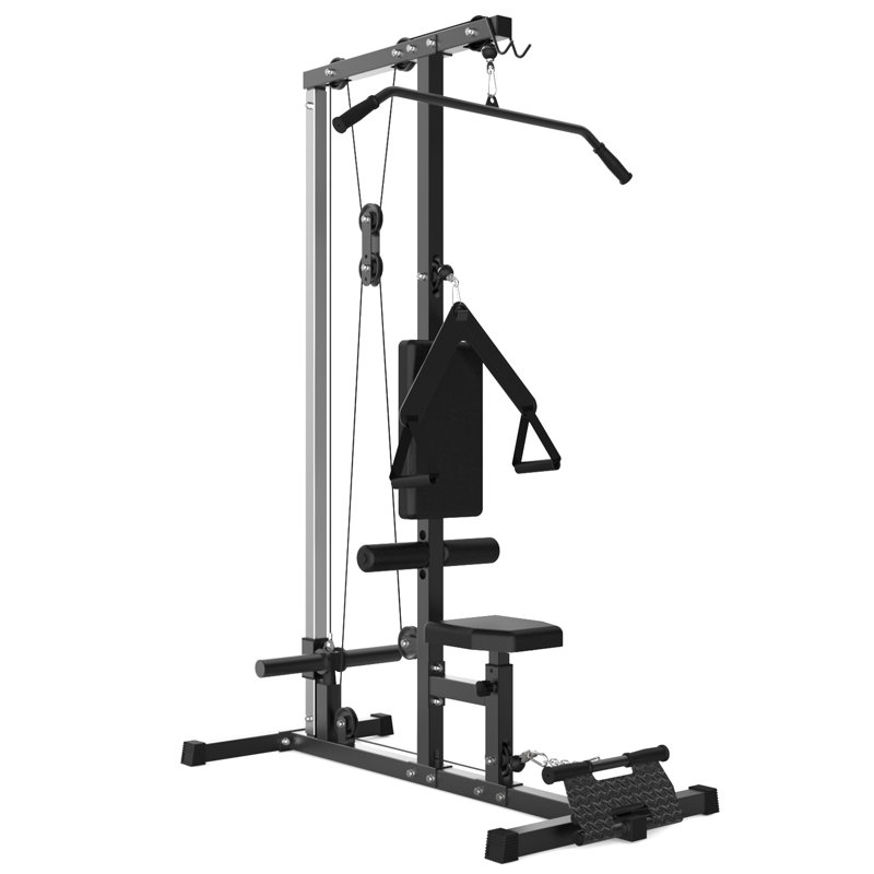 Machine à câble à double poulie murale LAT, capacité de 500 LBS pour l'entraînement complet du corps 5-en-1, siège réglable et poulies pour les stations de gymnastique compactes pliables de 1/2 pouce