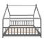 Lit double en bois, gris