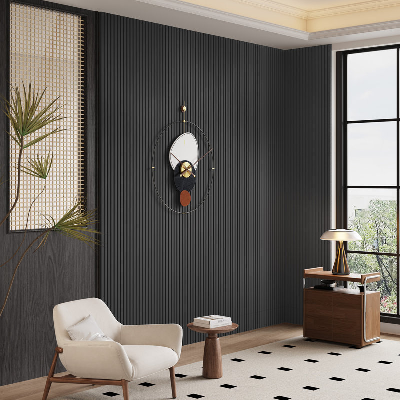 6 PCS 94.5"L x 7.9"W Acoustic Slat Wall Panels, Eco-Wood Look for Home/Office Wall & Ceiling (31.1 sq. ft.)