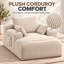 Chaise longue surdimensionnée Velquorisse de 182 cm (71,7 po) en velours côtelé avec deux porte-gobelets, une poche de rangement, des coussins et aucun assemblage requis-1830991842