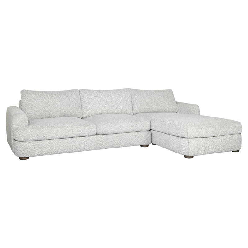 Nigell 123 In. Arm Facing Rectangular Sectional Sofa With Round Arms, Gray Polyester, Right Hand Facing