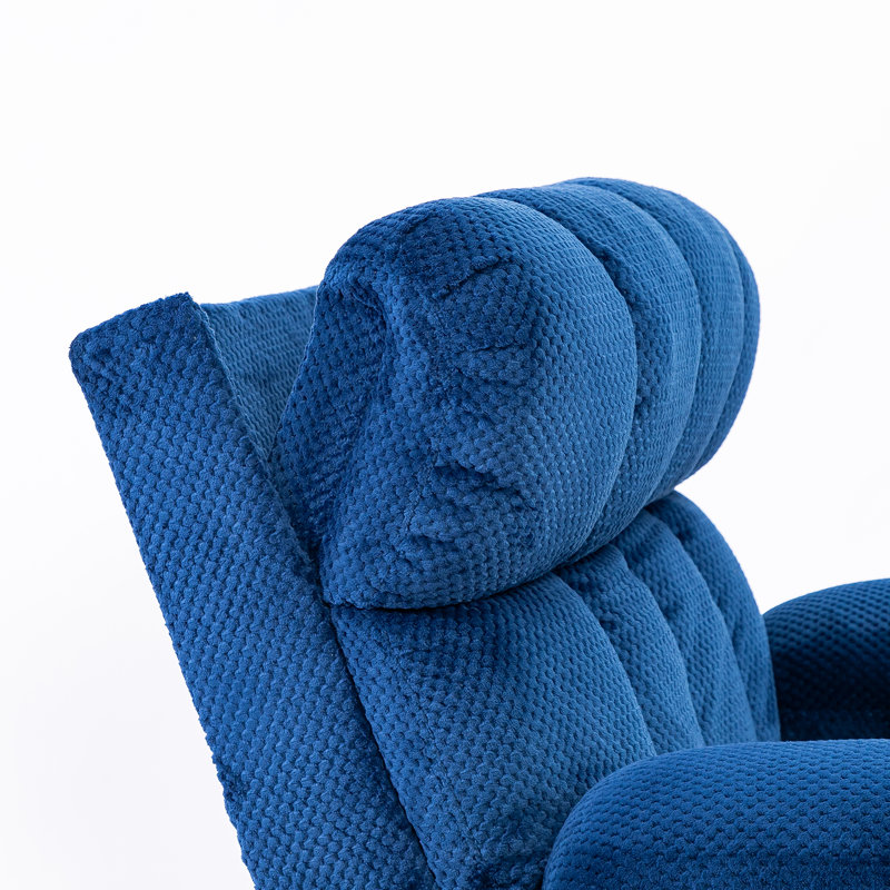 Oversized Adjustable Headrest Upholstered Power Lift Recliner With Massage And Heat Functions, Blue