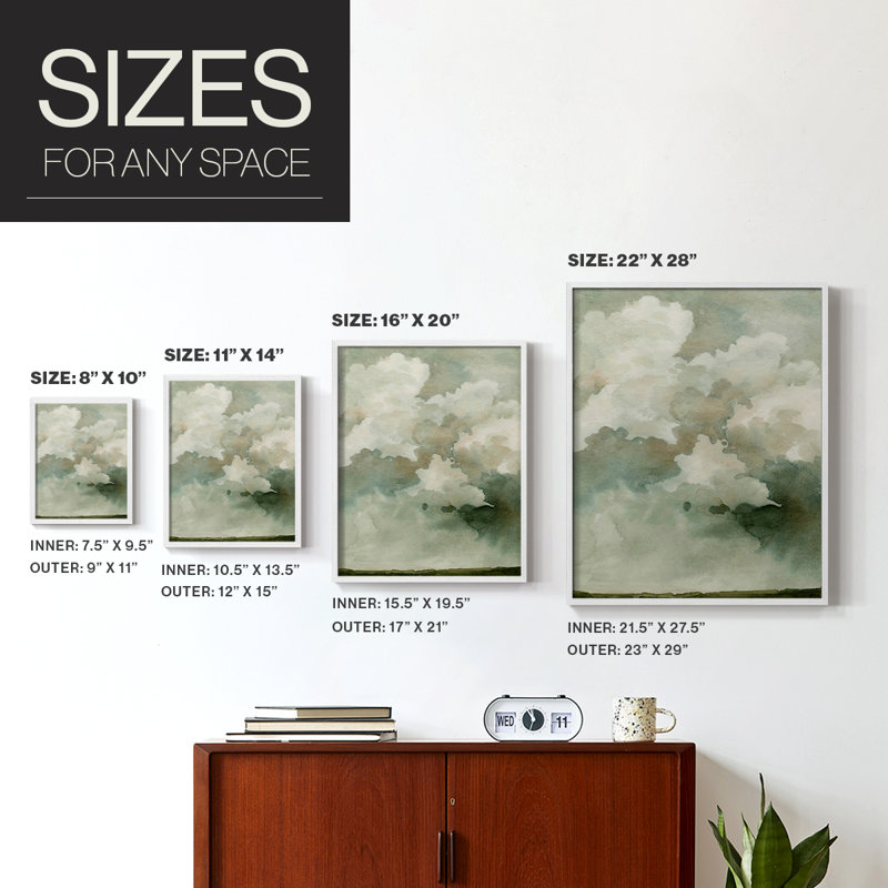 Coming Rain I Framed Print - Solid Wood, White, 14" H x 11" W