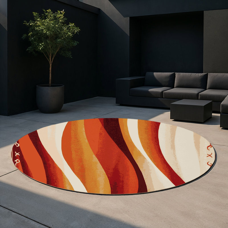 Obsidian Path Indoor And Outdoor Area Rug, Round 5'
